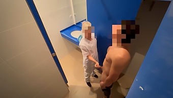 I Sneak Into The Gym Toilet And Jerk Off, Only To Be Caught By The Cleaning Girl Who Gives Me A Blowjob