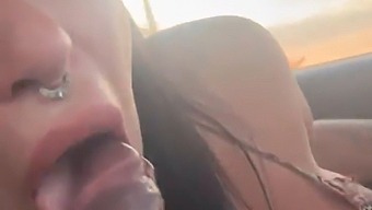 Melissa Lisboa'S Oral Skills On Full Display As She Drives And Sucks Cock