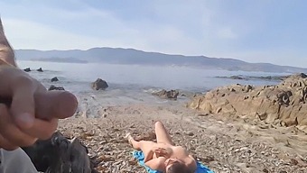 A Daring Man Displays His Genitals To A Nudist Mother At The Beach Who Proceeds To Perform Oral Sex On Him
